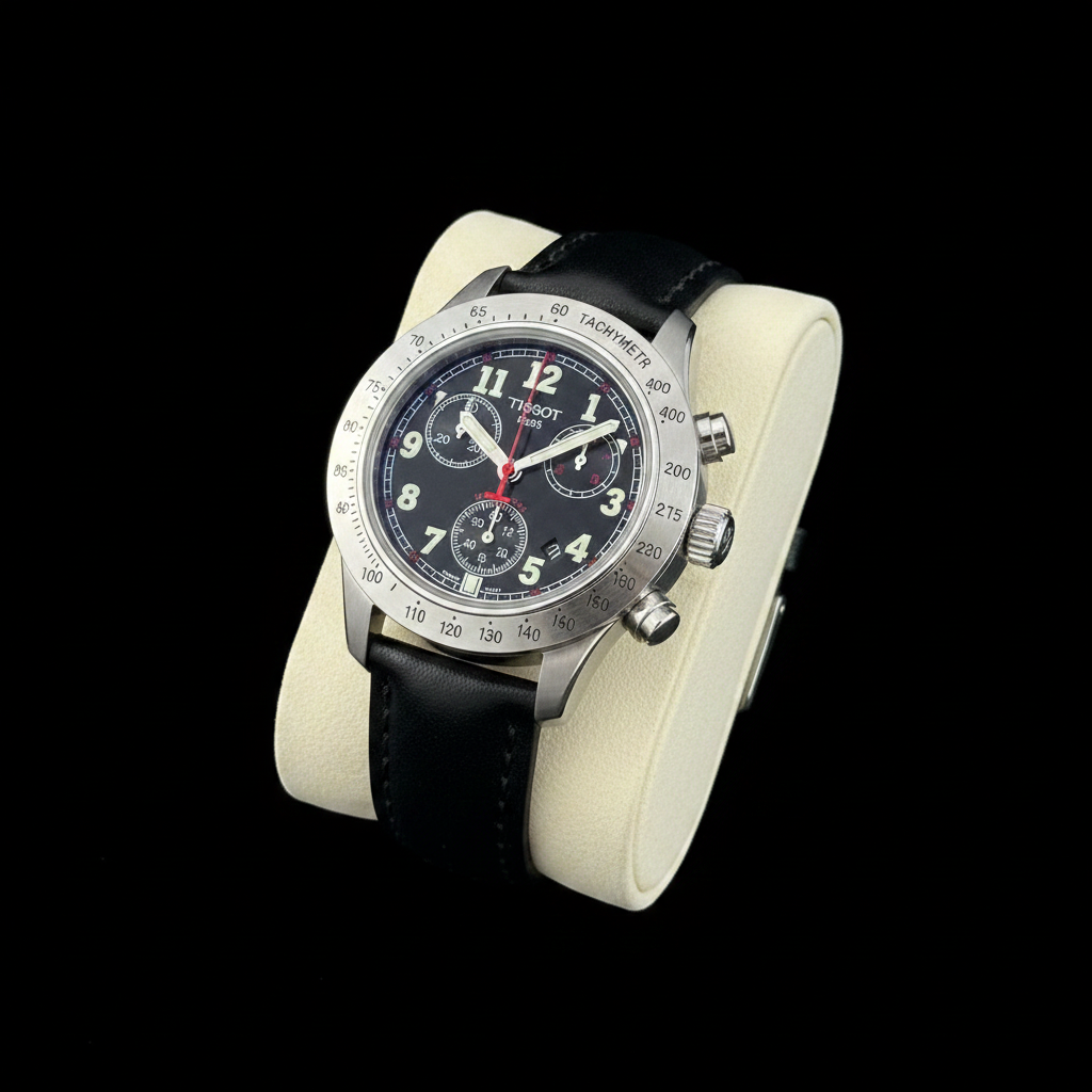 Tissot T-Sport Chronograph - Crown side profile on black background