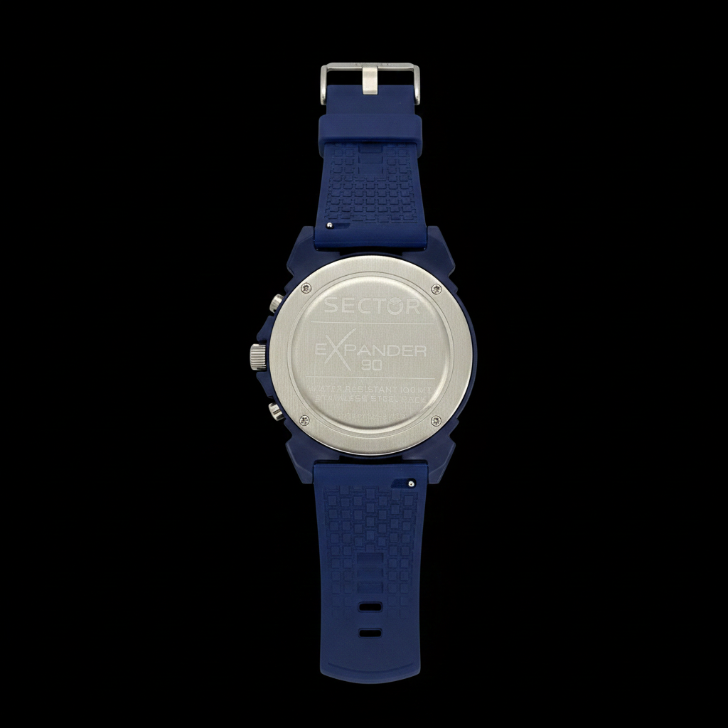 Sector Expander 90 - Caseback showing Expander 90 WR100MT on black background