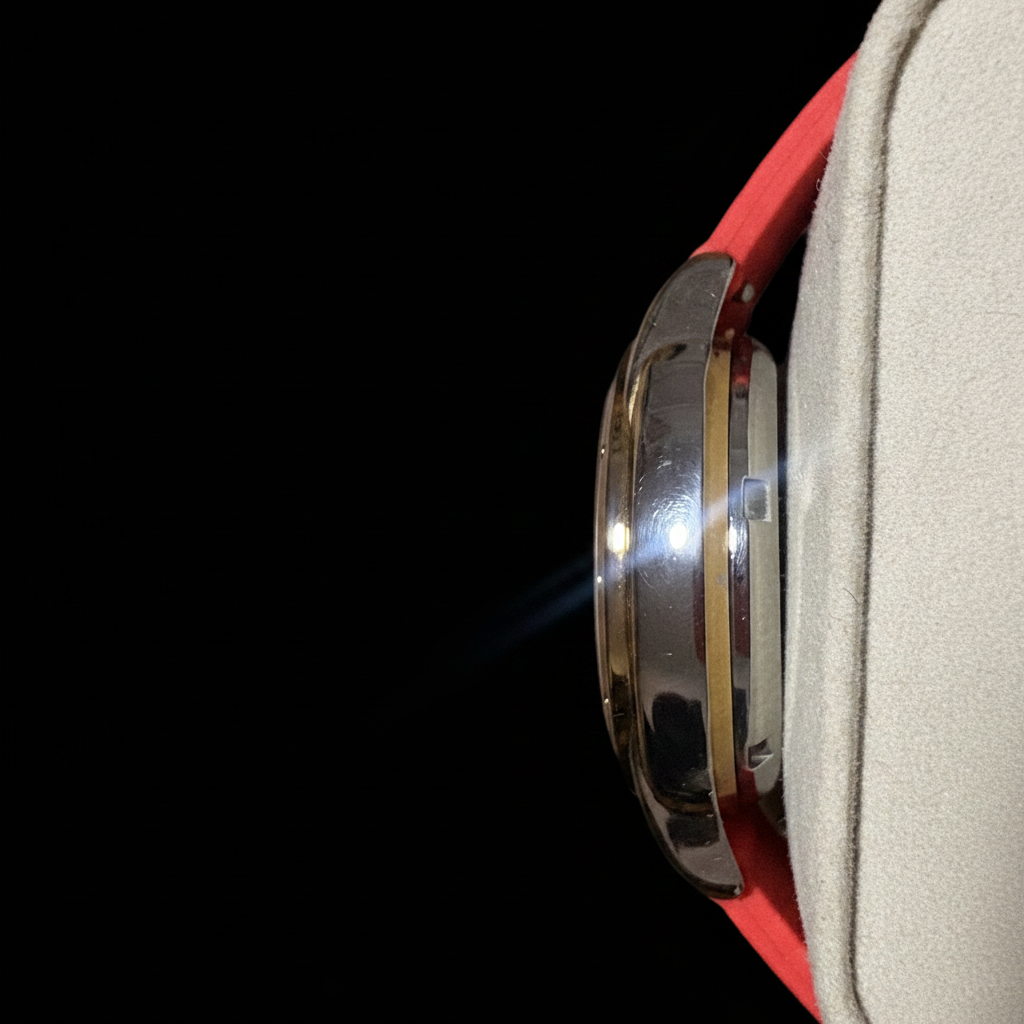 Seiko Kinetic Q50 Indicator - Side profile on black background