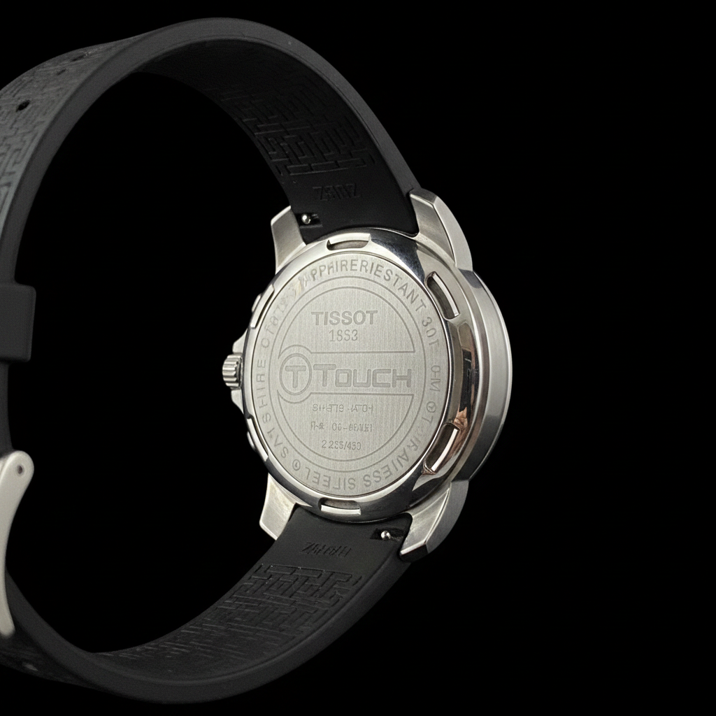Tissot T-Touch - Caseback on black background