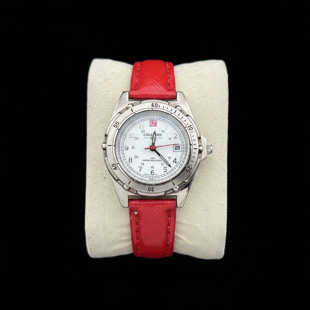 Coleman ladies watch front dial on black background