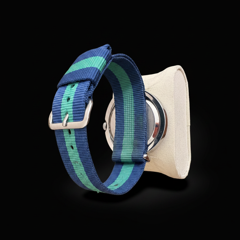 Gigandet Electronic caseback and NATO strap on black background