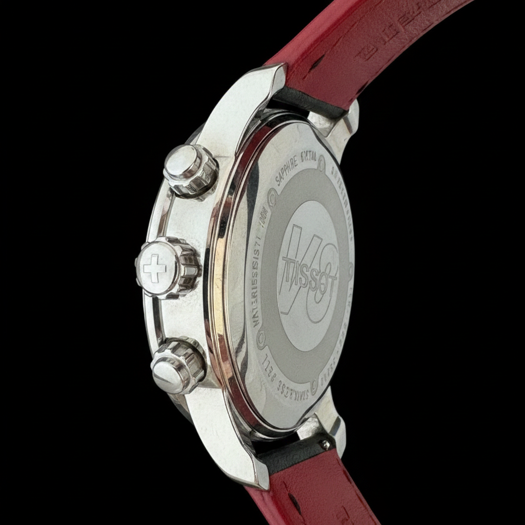 Tissot T-Sport Chronograph - Pushers close up on black background