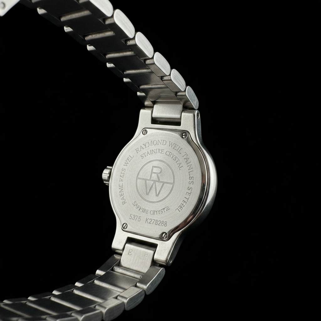 Raymond Weil Noemia - Caseback with RW logo on black background